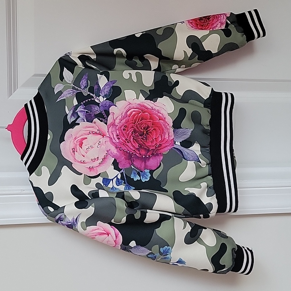 Hannah Banana Girls' Bomber Jacket - Size 4T - Picture 3 of 5